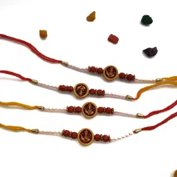 Designer AM-Rakhi-U-4 PC-Ganesh ji-N Mauli Thread Rakhi Set-image-31