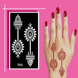Blooming Rose Line Mehndi Stencil Sticker With Clean Artistic Design-image-89