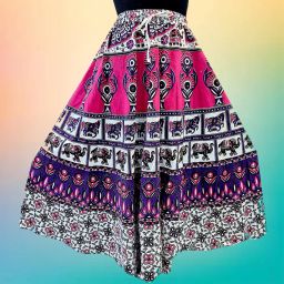 Women Printed Flared Multicolor Skirt-image-9