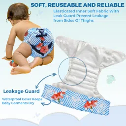 Cloth Diaper With Polar Fleece-4 Layer inserts for Babies Reusable - S - M-1