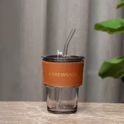 Glass Tumbler Cup With Leather Sleeve And Straw Hot/Cold Tea Coffee Juice-PPT Glass Tumbler-image-70