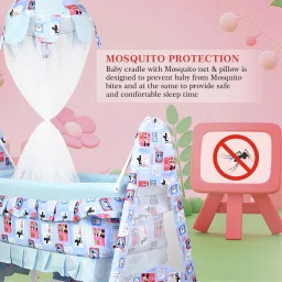 n2p Cradle for kids cradle for baby boy and girl Cradle With Swing & Mosquito Net image 3