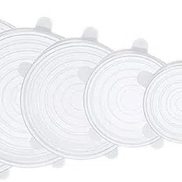 Stretchable & Reusable Silicon Vacuum Lids (Set of 6) for Bowl, Glasses, Can, Jar - Dishwasher Safe, Microware Safe - Transparent - BPA Free 6 inch Lid Set-15