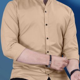 Men Regular Fit Solid Mandarin Collar Casual Shirt-image-34