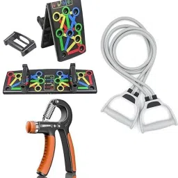 Push-Up Board, Double Toning Tube & Adjustable hand Grip | Easy Workout Tools Fitness Accessory Kit Kit-image-57