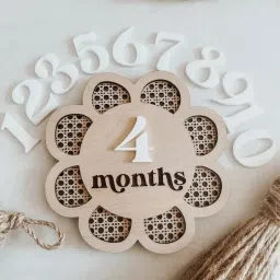 Wooden Interchangeable Wooden Monthly Milestone Sign | Baby Milestone, 4 Inch Wooden Cut-outs-image-54