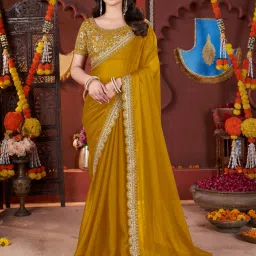Embellished, Solid/Plain, Applique, Woven, Embroidered Bollywood Silk Blend, Pure Silk Saree-image-63