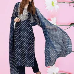 vsstextile Leheriya Striped Kurta, Trouser/Pant & Dupatta Set image 3