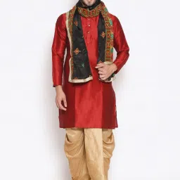 dupatta bazaar Silk Blend Self Design Multicolor Men Dupatta image 4