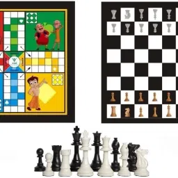 Wooden Chess and Ludo Board 2 in 1 Combo Set With Dice and Coins Party & Fun Board Game-23