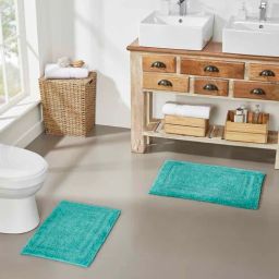 pano Teal Solid MicroFibre 14x10 Inches Antiskid Bath Mats-picture-35