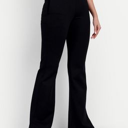 broadstar Women Flared Black Lycra Blend Trousers-picture-31