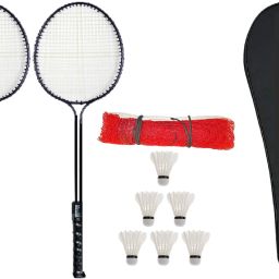 Complete Badminton Kit ( 2 Double Shaft Racquet + 6 Pc Feather Shuttle ) Badminton Kit-image-45