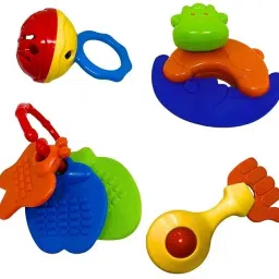 Infant Plastic Non-Toxic Rattles,Set of 4 Pecs, for New Born Rattle-17