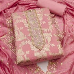 Unstitched Pure Cotton Salwar Suit Material Embroidered-image-77