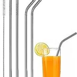 Long Steel Drinking Straws (2 Straight & 2 Bent with 1 Brush)-image-27