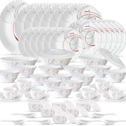 Pack of 66 Opalware Bridal Set Premium Quality made in India 100% Bone ash free Boro Dinner Set-18