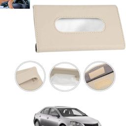 Beige Leatherite Rectangle Shape Fancy Design Tissue Dispencer For Car-74 Vehicle Tissue Dispenser-42