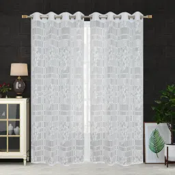 152 cm (5 ft) Net Semi Transparent Window Curtain (Pack Of 4)-15