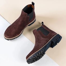 Louis Stitch High Ankle Suede Leather Brown Chelsea Boots for Men Boots For Men-image-39