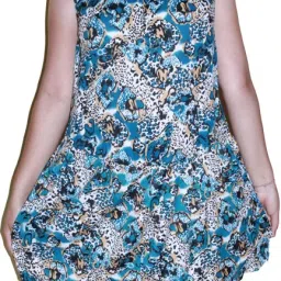 UNIQUE MINI FROCK STYLE WITH ATTACHED SHORTS LADIES/ GIRL'S SWIMMING COSTUME -SIZE = LARGE 38 (BUTTS/HIPS SIZE) SWIM WEAR Printed Women Swim-dress Green Swimsuit-image-4