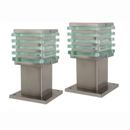 Ice Cube 9-IN Steel and Glass Gate Light Gate Light Outdoor Lamp-77