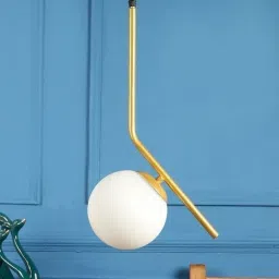 AREEZO HANGING T12 SINGLE DOOM LIGHT FR HOME, HALL GOLD COLOUR (PACK OF 1) Pendants Ceiling Lamp-image-42