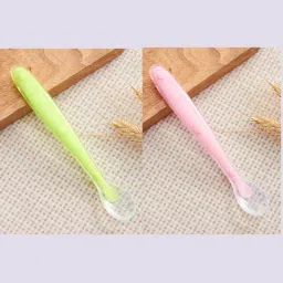 Pack Of 2 Feeding Spoon Set For Baby, Kids.- Food Grade Silicone Tip-21