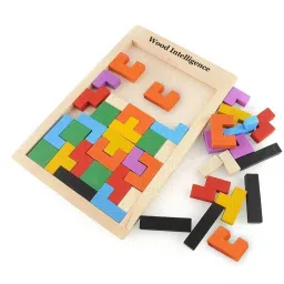 Wooden Tetris Russian Block Jigsaw Puzzle Toy-40 pcs LEARNIG (Multicolor)-9