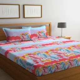 Multicolor Cartoon Printed 300 TC Cotton Blend Kids Double Bedsheet With 2 Pillow Covers by Arrabi-picture-25