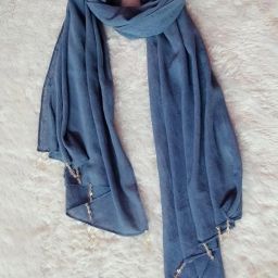 Embellished Georgette Women Blue Scarf, Stole-image-13