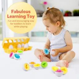 bestie toys Matching Eggs 12 pcs Set Color & Shape Recoginition Sorter Puzzle image 4