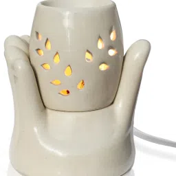 Pure Source (India) Ceramic Hand Shape Electric Diffuser Light Lamp (5.5 Inch) (Unscented) Home, Office, Living Room, Gifting Purpose Diffuser-31
