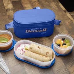 Softline Double Decker Lunch Box, Set of 3, (450 ml, 280 ml, 280 ml), Blue 1 Containers Lunch Box image 2