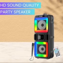 SACRO Pushpa(PORTABLE BLUETOOTH PARTY SPEAKER) 3D Sound With Karaoke Mic/RGB LightD353 40 W Bluetooth Party Speaker-picture-15