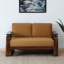woodsworth from pepperfry Petra Sheesham Wood 2 Seater Sofa In Light Brown Colour-picture-28