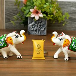 Handmade Elephant Figurine Set of 2 for Living Room Décor and Gift Decorative Showpiece-7 cm-15