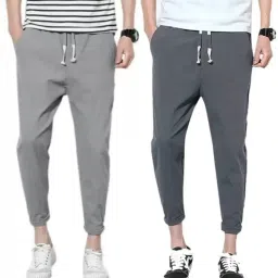 Pack of 2 Men Solid Grey Track Pants-image-9
