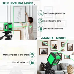 real instruments Rotatable Laser Level 2 Line Horizontal And Vertical Points Cross Lines Border IP54 Waterproof 360° High Precision Green Light Self Leveling Laser Level Magnetic Line Level image 2