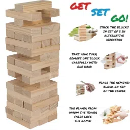 tvm Tumbling Tower Game for Kids & Adults, Wooden Blocks, Stacking Game Challenging Party & Fun Board Game image 4