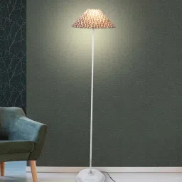 tu casa Modern White Metal Floor Lamp with Flocking birdsl print Shade-picture-17