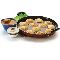 Non-Stick Appam Pan Paniyraim Litti Maker Pan With Lid Tawa 23 cm diameter with Lid-12