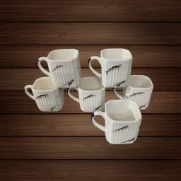 Pack of 6 Bone China Square Pari Microwave Safe Chai/Tea Cups Serving Tea Mugs-image-14