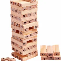 HOT SELLING TRENDING 54PCS JENGAA WOODEN BLOCK STACKING GAME WITH 4 DICES(9inch) Board Game Accessories-5