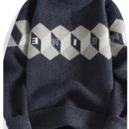 Men Self Design Round Neck Grey Sweater-image-53