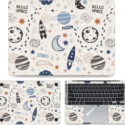 dzazner Fullbody 4 in 1 Precision Cut Laptop Skin Wrap (Top, Bottom, Around Keyboard, Trackpad Protector) Decal Vinyl Sticker Compatible for MacBook Air 13 Inch M1 2020, Model A2337 - Hello Space Self Adhesive Vinyl Laptop Decal 13-12