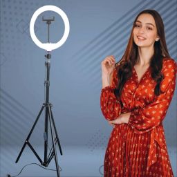 SHINEON 3 Brightness Modes LED Bulb Selfie Ring Light Metal Tripod Stand Live Flashlight Tripod Kit-15
