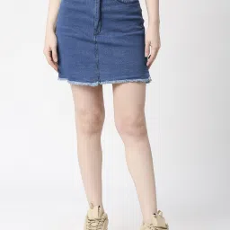Women Solid Regular Light Blue Skirt-picture-30