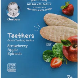 gerber Teethers Gentle Teething Wafers, Strawberry, Apple and Spinach - (Pack of 2)48g. Baby Snacks 100 g-picture-12