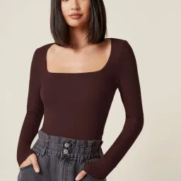 Casual Regular Sleeves Solid Women Brown Top-image-50